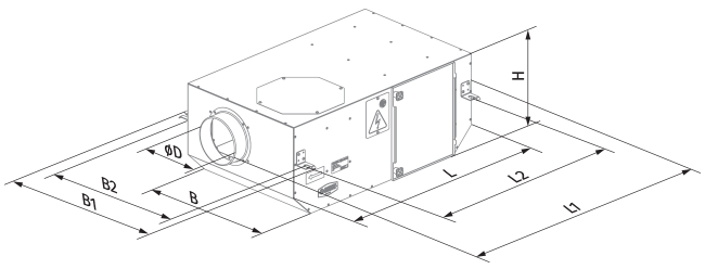 Blauberg Iso Box-F 150 G4/F8 L V2 - Dimensions