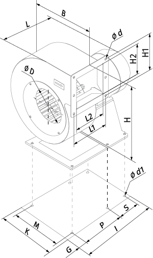 Blauberg S-Vent 140x74-0.37-2D-R90 - Dimensions