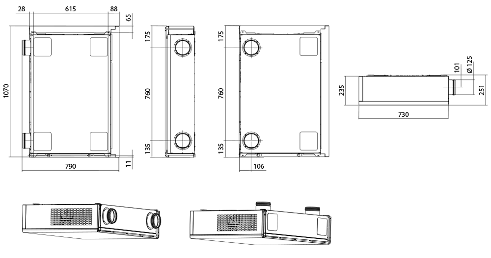 Blauberg Hybrid Max E S21 - Dimensions