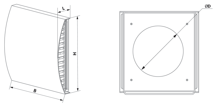 Blauberg AH-10 white 160 - Dimensions