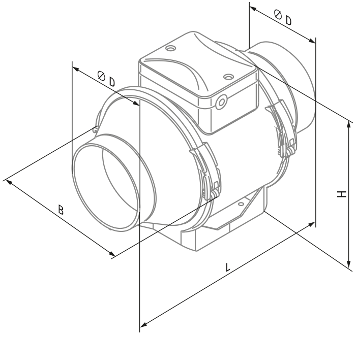 Blauberg Turbo-E 150 TUS - Dimensions